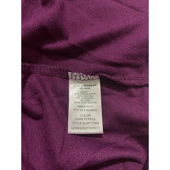 Reaction Kenneth Cole Chiffon Bottom V-Neck Tunic Small Dark Purple Top Shirt LS - Picture 6 of 8